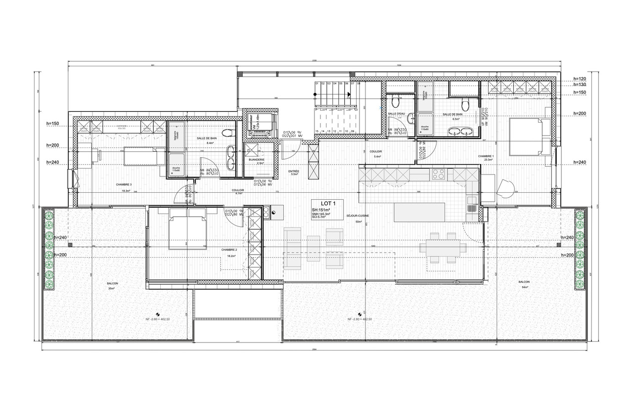 Immeuble de 3 perles de haut standing avec une vue magique - Attique