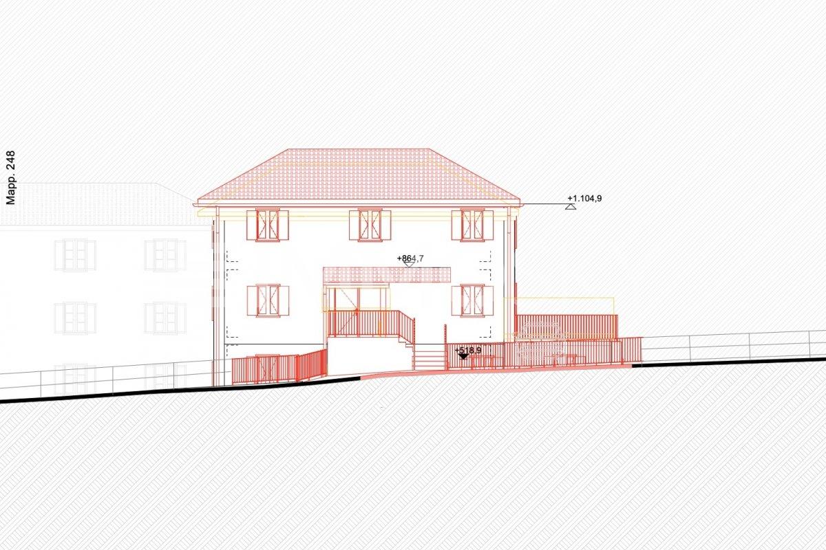 Terreno con Progetto Autorizzato per Bifamiliare – Breno - Facciata Nord