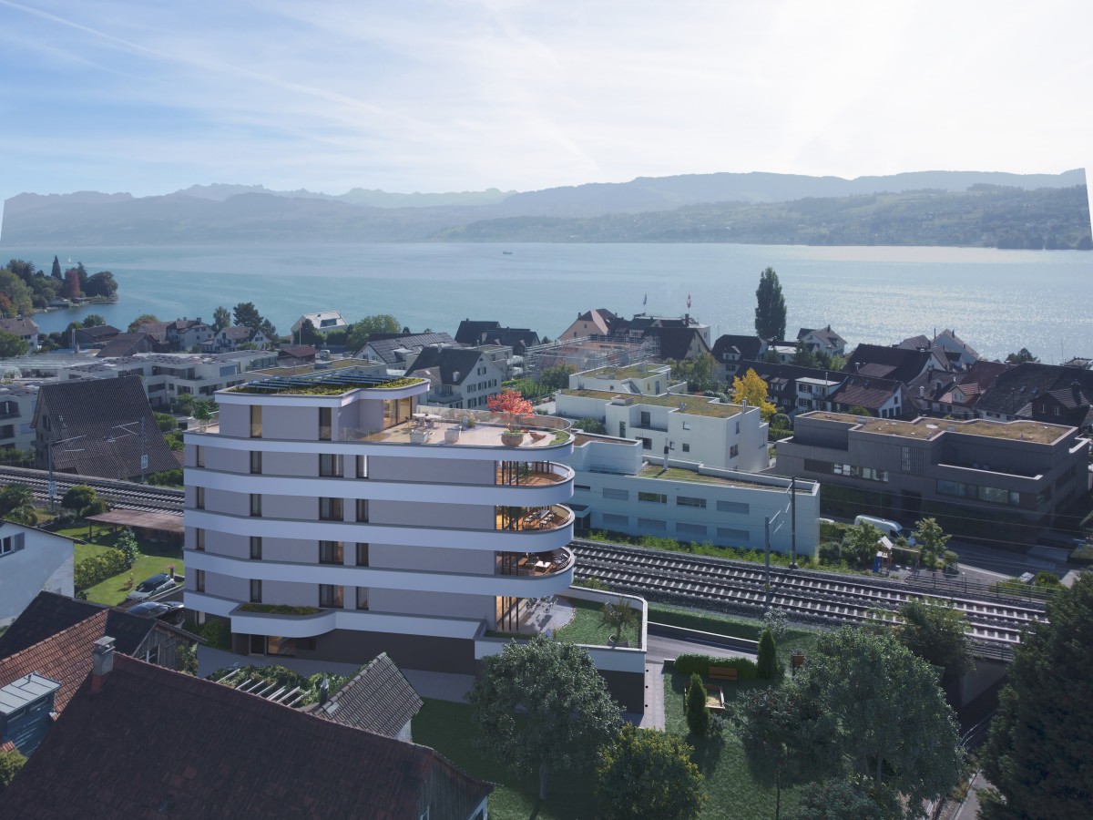 Baubewilligung Erteilt, 4.5 Zimmerwohnung im 2. Obergeschoss - Ansicht Liegenschaft zum See