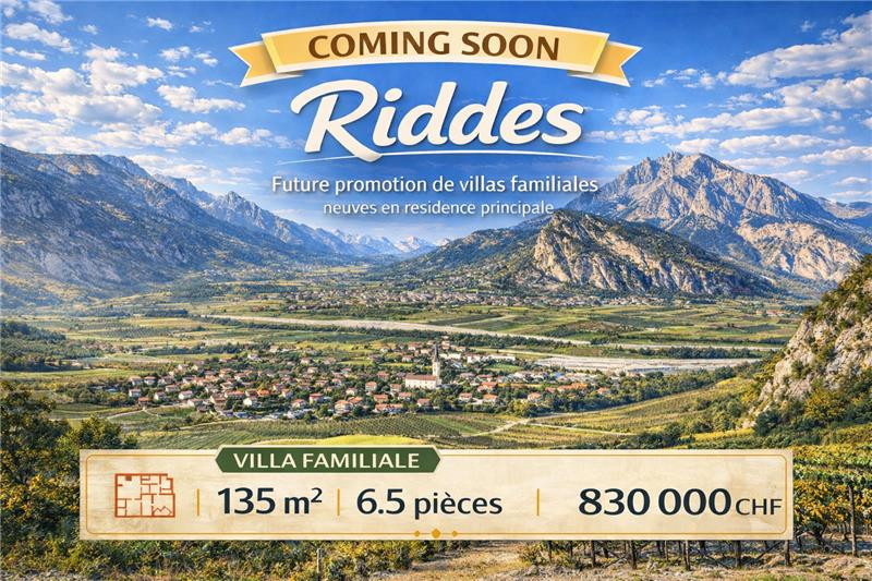 RIDDES – Villas familiales NEUVES – 6.5 pièces – 135 m2 – dès CHF 830'000.- - Bild 1