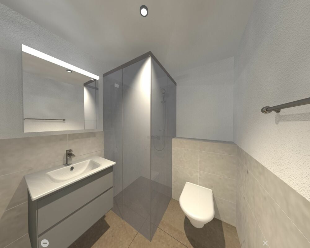 4.5-Zimmerwohnungen im Dachgeschoss mit zusätzlicher Galerie - Dachgeschoss Badezimmer mit Dusche