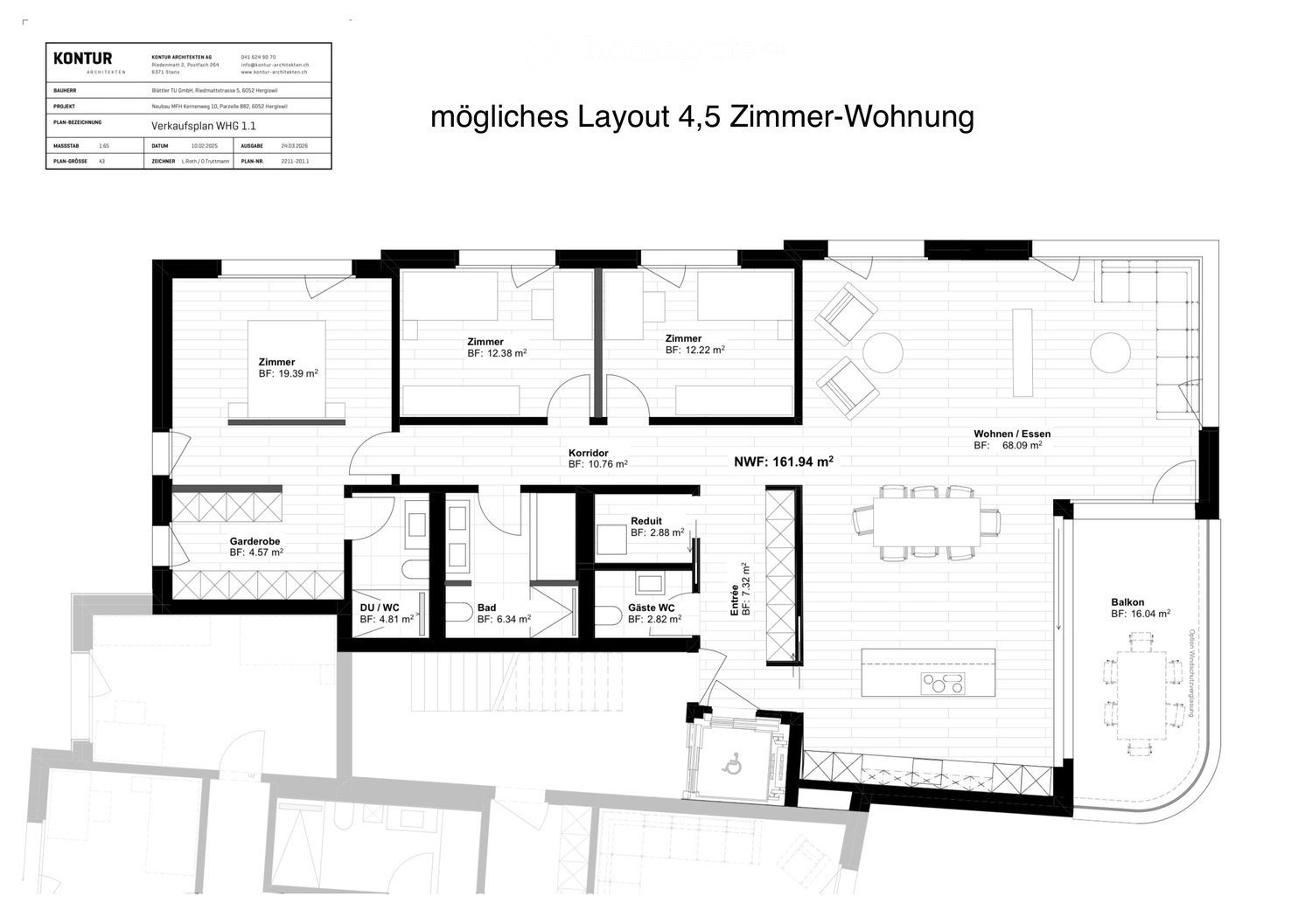 Moderne 4.5- oder 5,5-Zimmer-Wohnung mit tollem Blick  in Hergiswil -  Bild 3