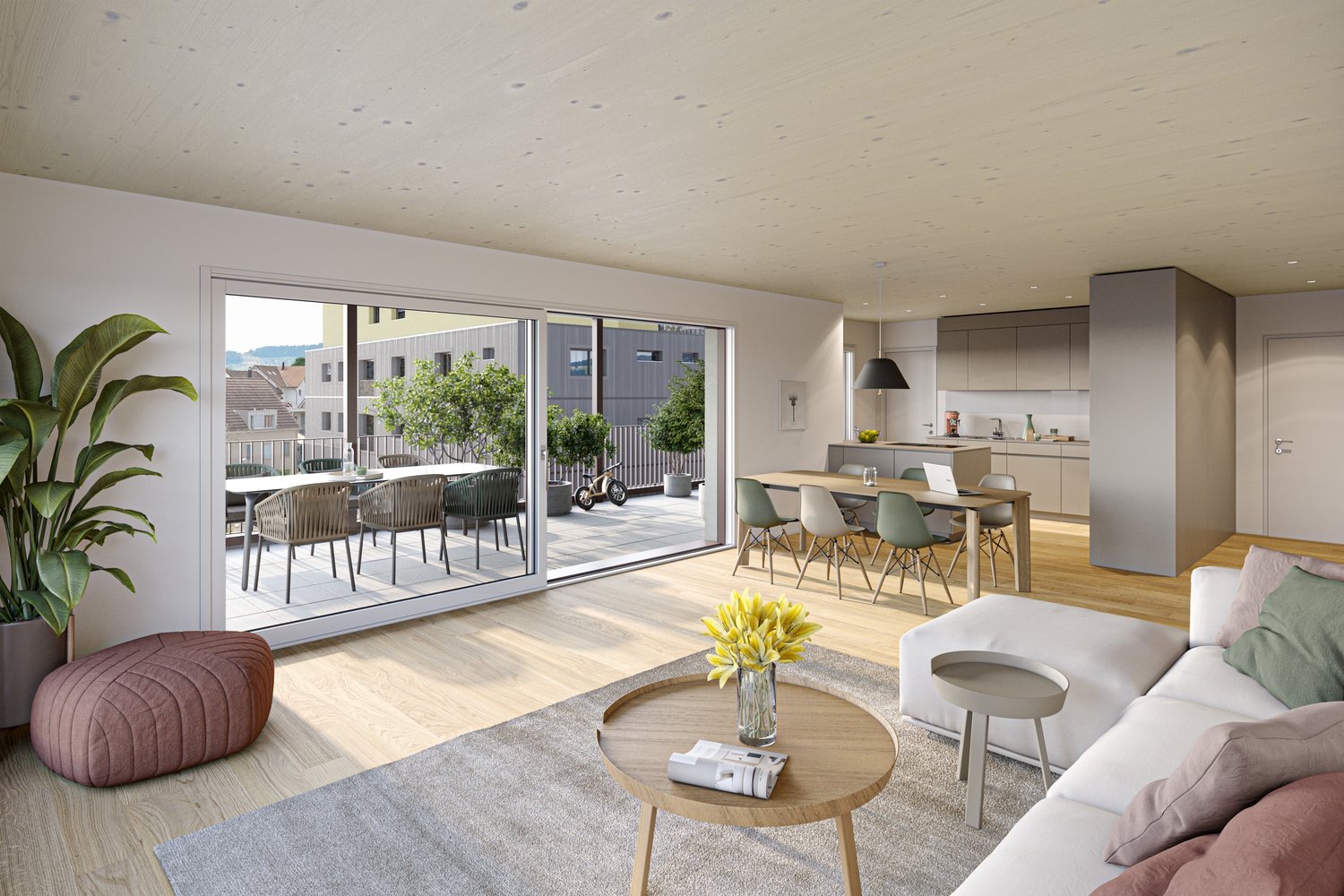 Wohnen zwischen See und Berg - «Triangel» Fahrwangen - Innenvisualisierung Wohnen