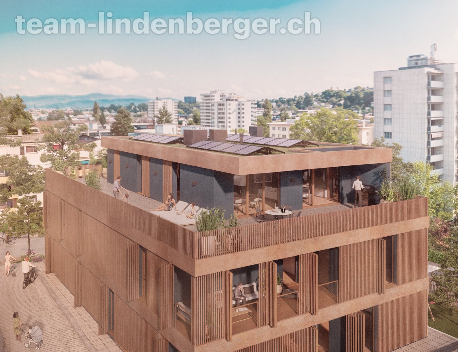 Letzte Wohnung! 4½ Zi.-Neubau-Attikawohnung in Binningen - Visualisierung Drohenaufnahme Attika