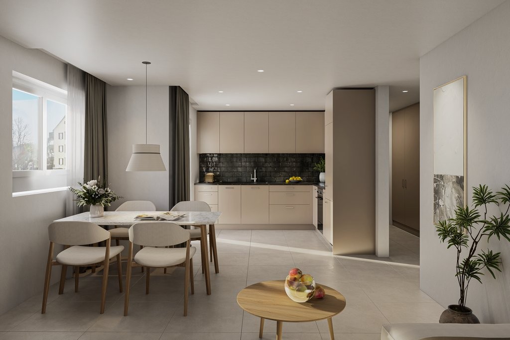 SORA-LIVING: Exklusive Erstvermietung neu sanierter Wohnungen - Küche-/Wohnzimmer