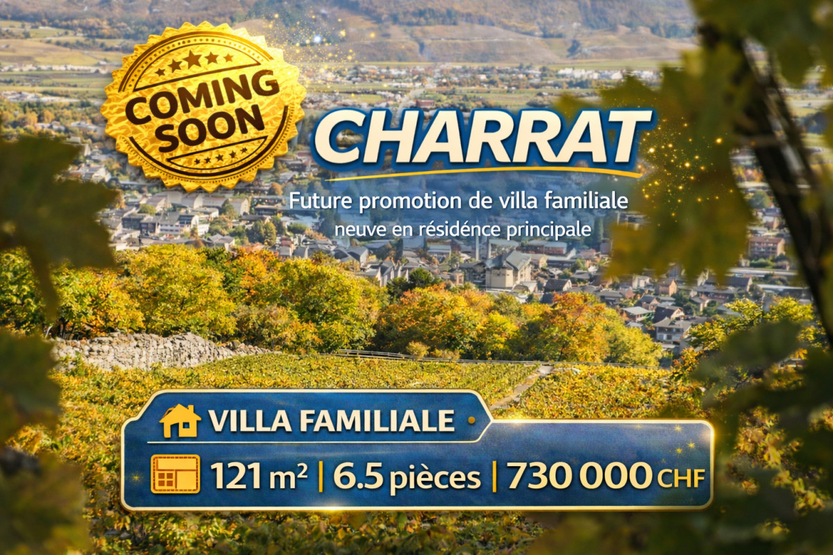 CHARRAT  – Villas familiales NEUVES – 6.5 pièces – 121 m2 – dès CHF 730'000.- - Bild 1