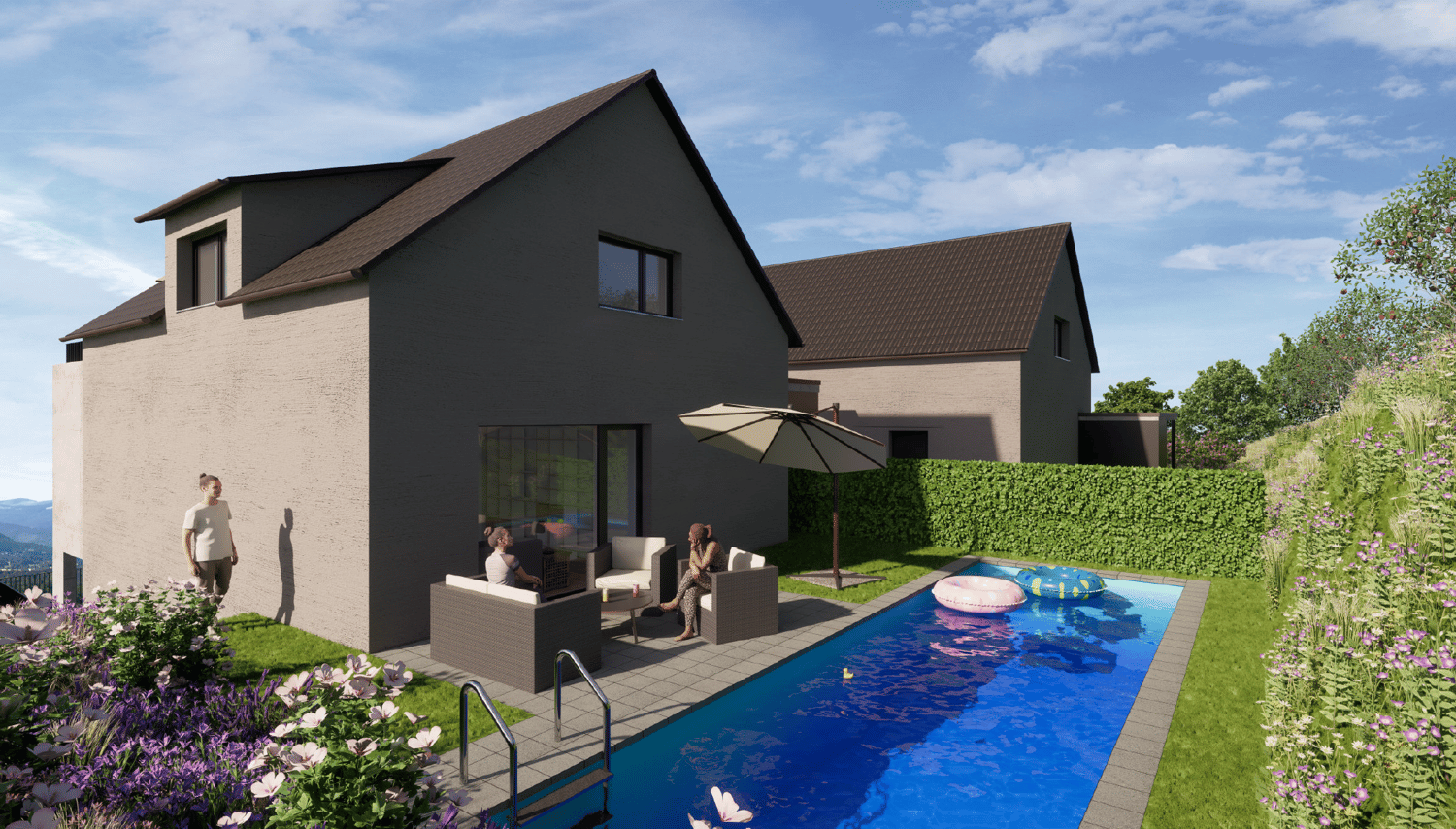 Grosszügige  Einfamilienhäuser mit Liftanlage am Südhang im steuergünstigen Auenstein -  Bild 2