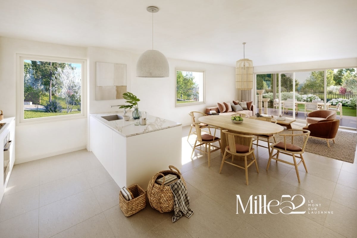 Mille52 - Lot C1-3 - Appartement de 3.5 pièces au rez-de-chaussée avec terrasse et jardin -  Bild 2