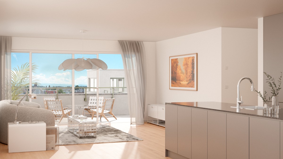 Leben am Wildbach in Hinwil: 4.5 Zimmer Attikawohnung - Wohnzimmer 02