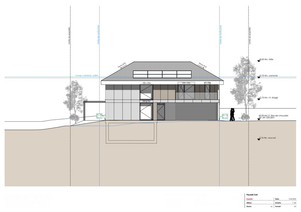 A GIEZ, splendide maison individuelle de 5 pièces avec deux terrasses (clés en main) - Plan de coupe 1