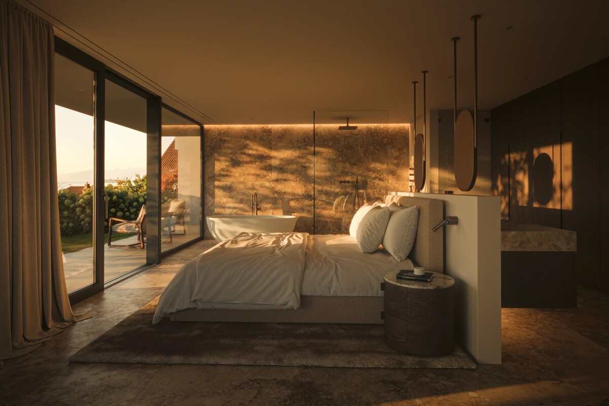 ICONIC Nox: Luxuriöse Neubauresidenz mit Seesicht in Oberrieden - Visualisierung_Masterbedroom