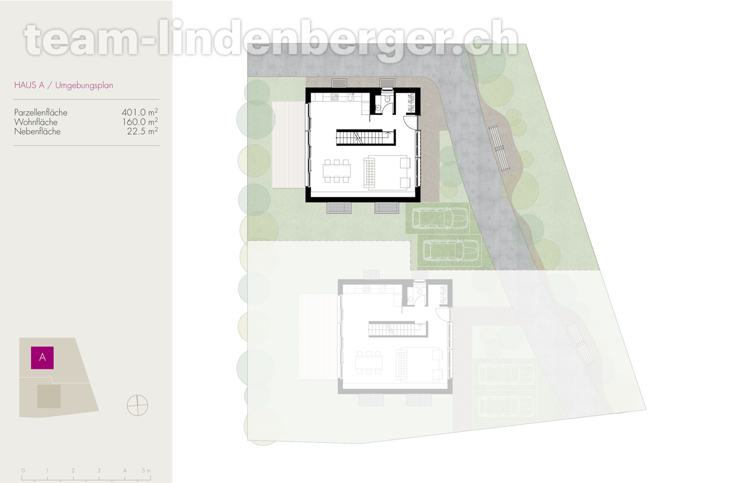 Neubauprojekt 2 Einfamilienhäuser - Umgebungsplan Haus A