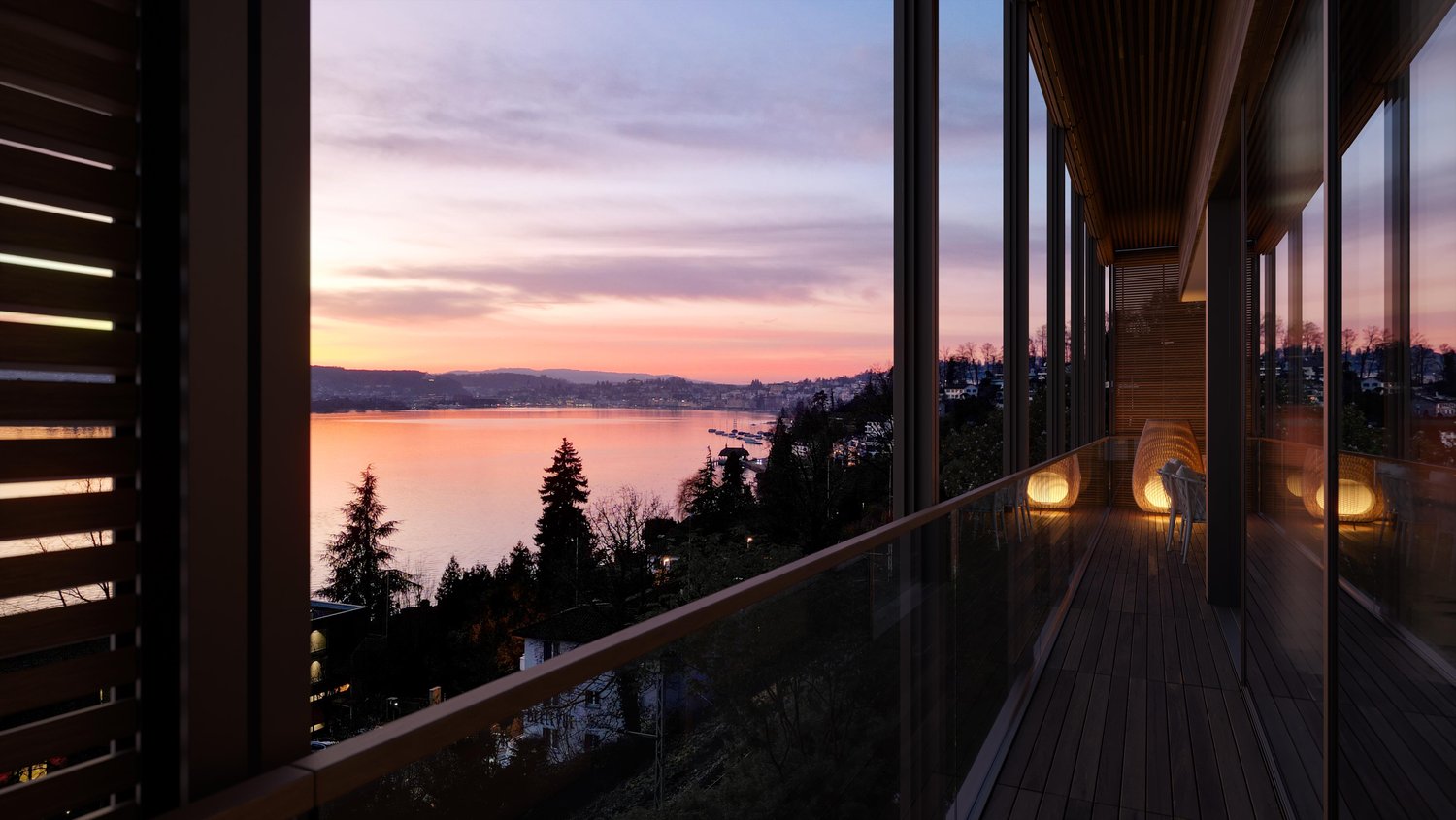 Villa Vinea 6 (3D Visualisierungen by dreisicht GmbH) - Blick über die Stadt Luzern - (c) dreisicht GmbH