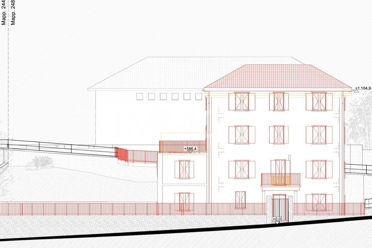 Terreno con Progetto Autorizzato per Bifamiliare – Breno - Facciata Sud