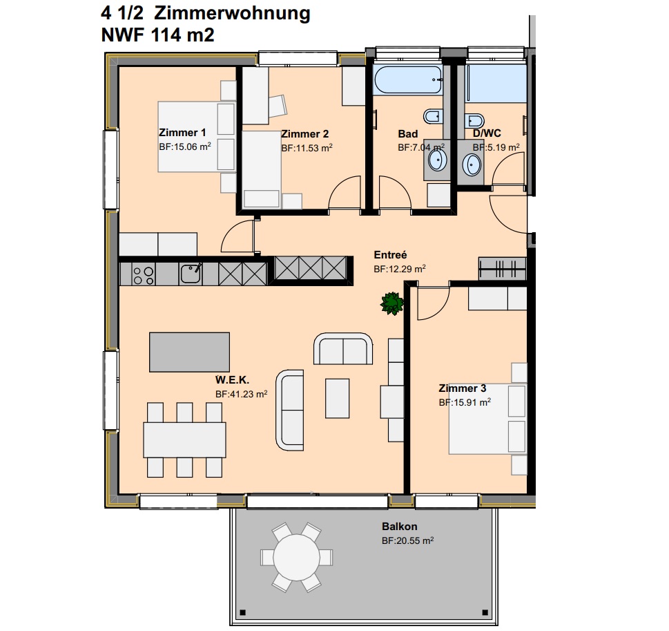 4.5-Zimmer-Wohnung Haus 22 - GR 4.5 EG