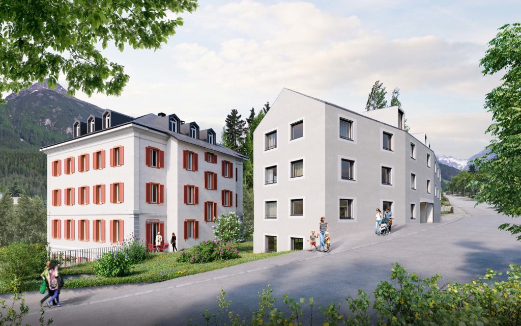 Scuol: Neubau -  22 exclusive Eigentums-Wohnungen - 1 Ansichten Haus nord