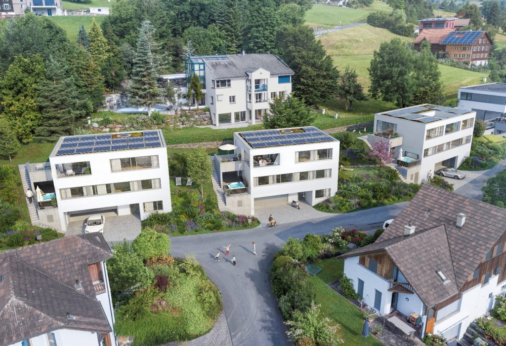 Neubau von drei grosszügigen Einfamilienhäusern - Überblick Einfamilienhäuser A, B, C