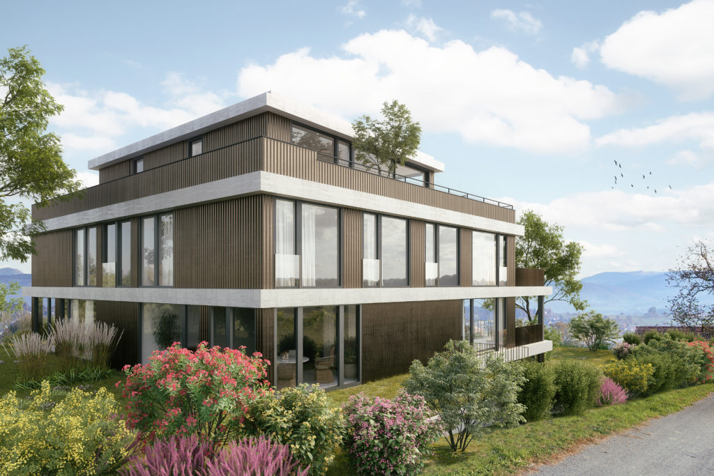 Neubauprojekt mit 5 Wohnungen - Aussenansicht Hohestrasse Oberwil