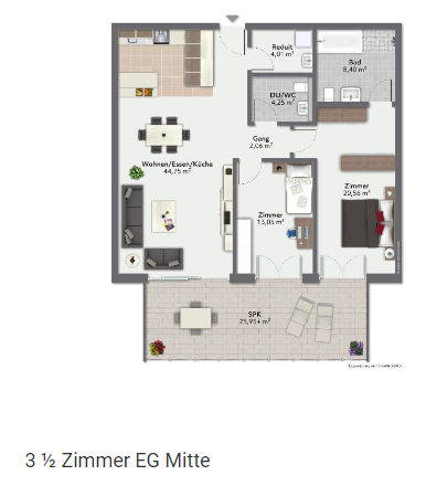 gemütliche 3.5 Zimmer-Gartenwohnung - Aarburg, Krone-Park, EG Haus 2 ,3.5
