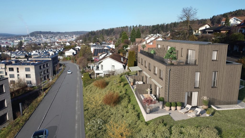 Panorama - Neubau 5.5-Zimmer-Reiheneckhaus an erhöhter Lage - Aussenansicht