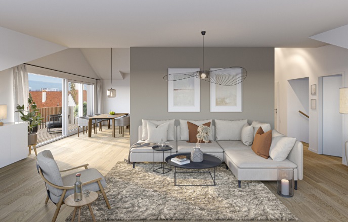 gemütliche 4.5 Zimmer-Dachwohnung - Allschwil Lilienstrasse. Wohnenzimmer Dachw.