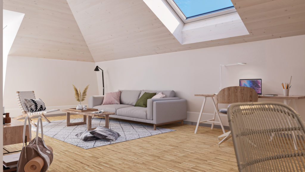 Visualisierung 2.5 Zimmer-Dachwohnung_Wohnzimmer