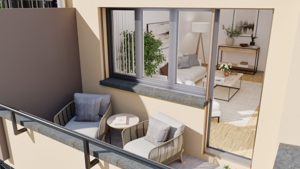 Visualisierung 3.5 Zimmerwohnung_Balkon Ost