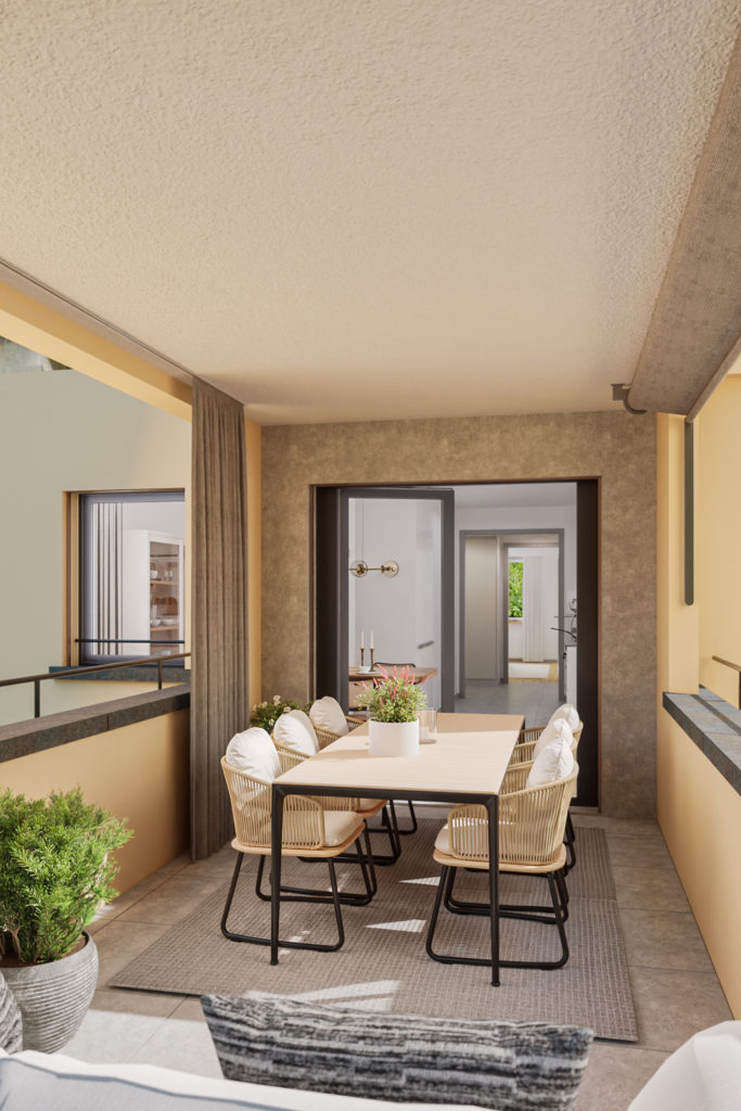Visualisierung 3.5 Zimmerwohnung_Balkon West