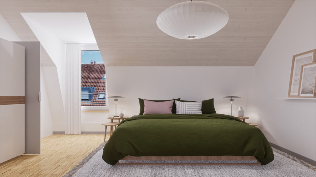 Visualisierung 2.5 Zimmer-Dachwohnung_Schlafzimmer