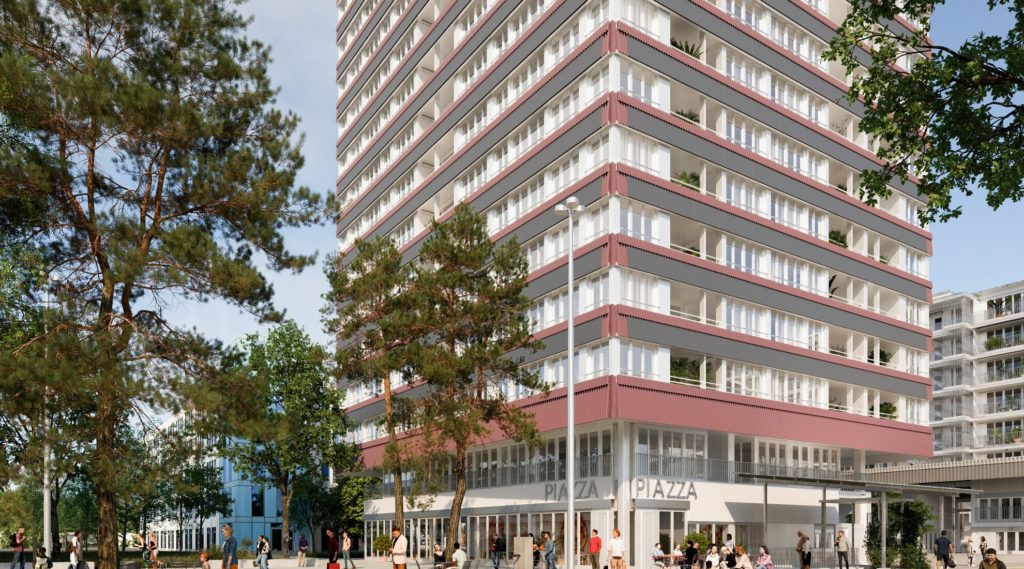 Ankündigung Erstvermietung im Hochhaus - Aussenansicht Wohnturm