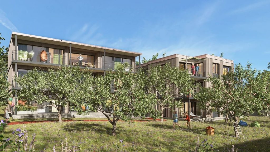 Neubau Wohnüberbauung mit 11 Wohneinheiten - Steffisburg Scheidgasse. Gartensicht