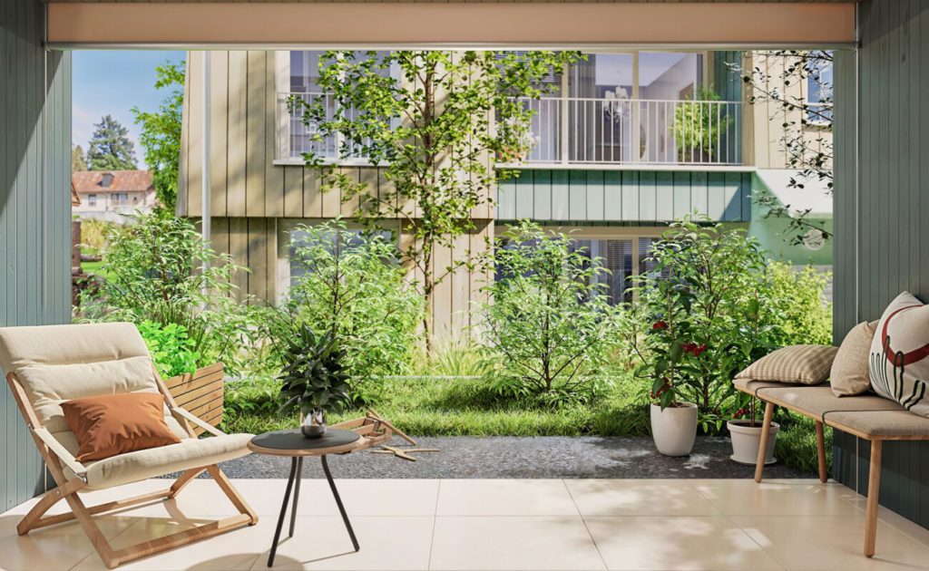 Schützenmattpark Inwil - Wohnen mit Zukunft - SMP-Innenvisu-C1-0-6-Loggia-1300x800