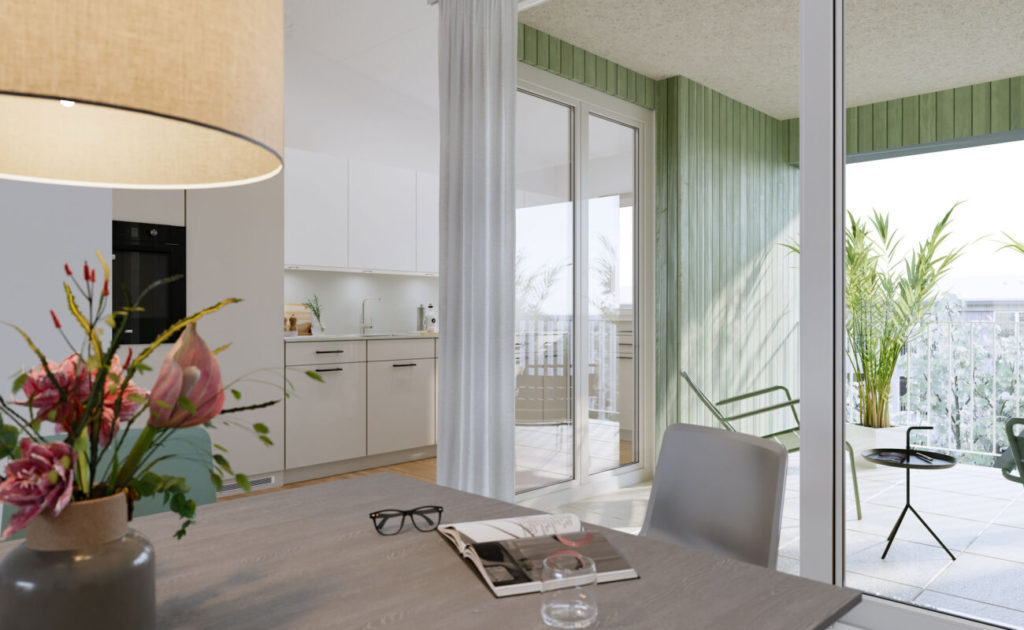 Schützenmattpark Inwil - Wohnen mit Zukunft - SMP_Innenvisu_Whg-B1_3.5-Kueche_k-1300x800