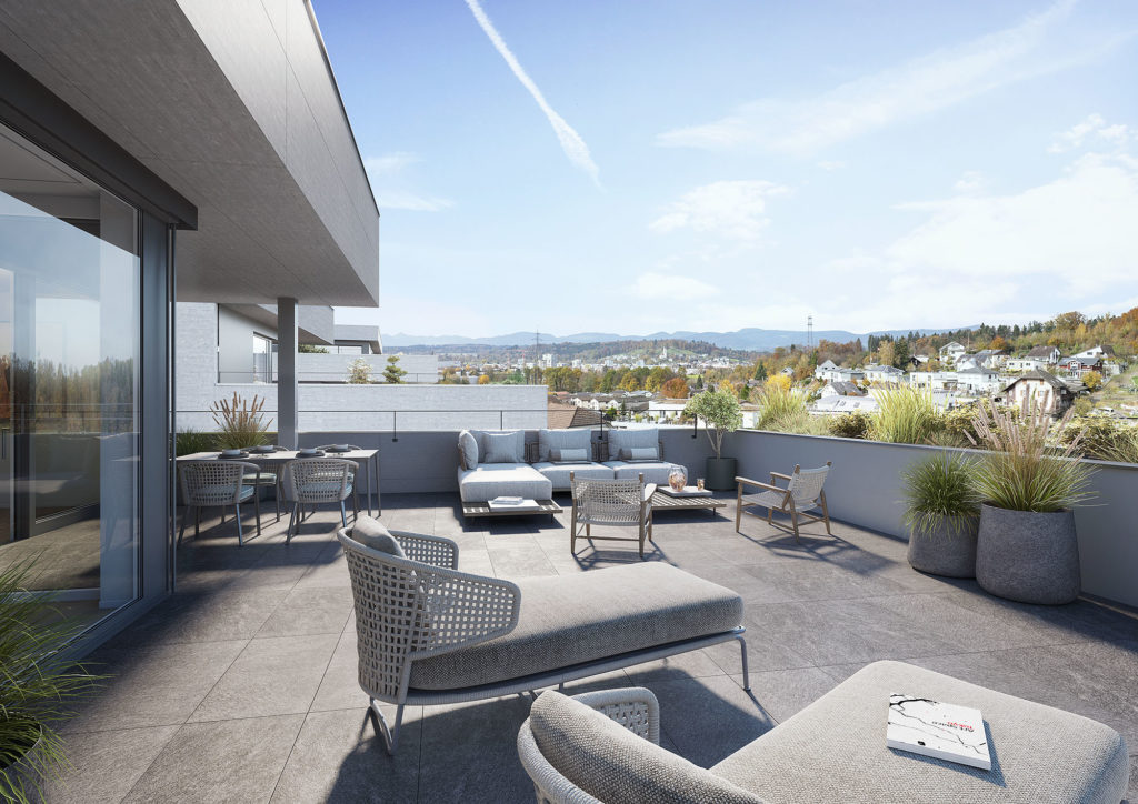 Gränichen: Leben am «Farnweg» - Visualisierung Terrasse