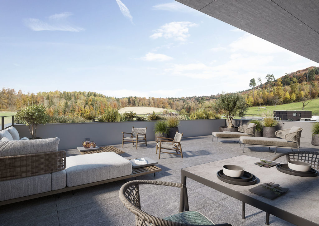 Gränichen: Leben am «Farnweg» - Visualisierung Terrasse