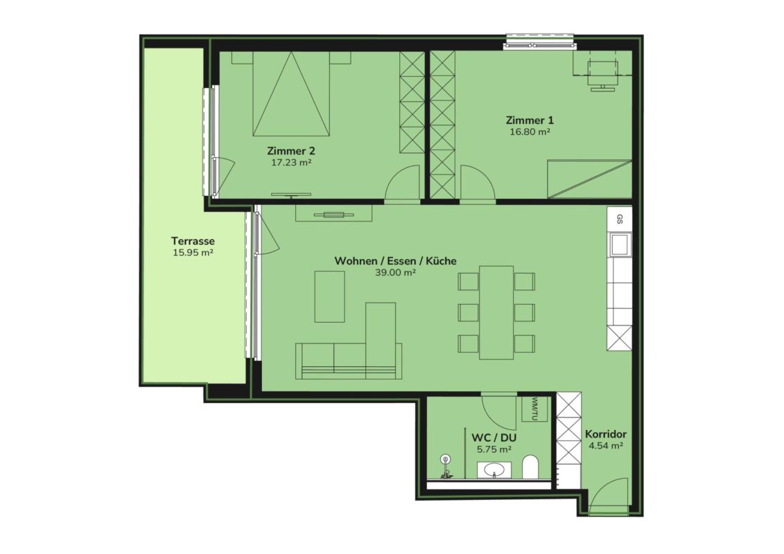 2d grundriss farbig wohnung