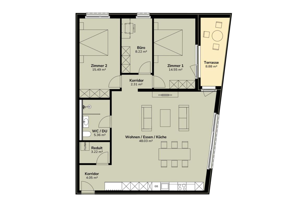 farbige grundrisse immobilien wohnung