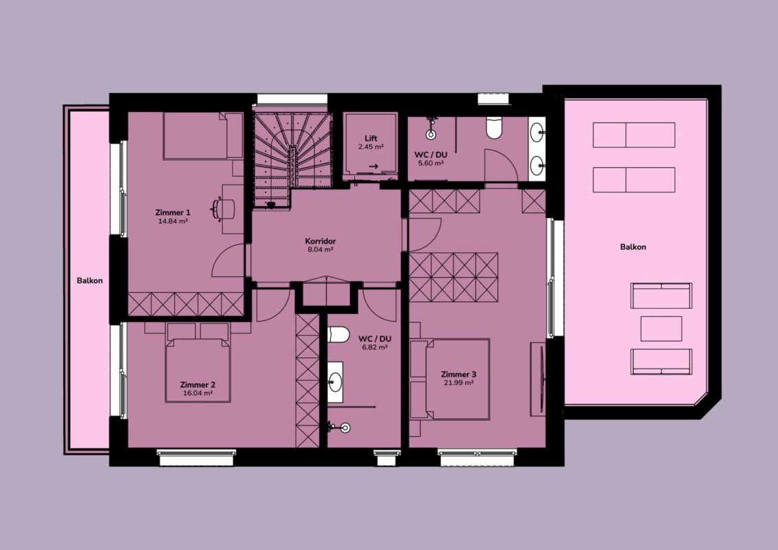 grundriss wohnung farbig