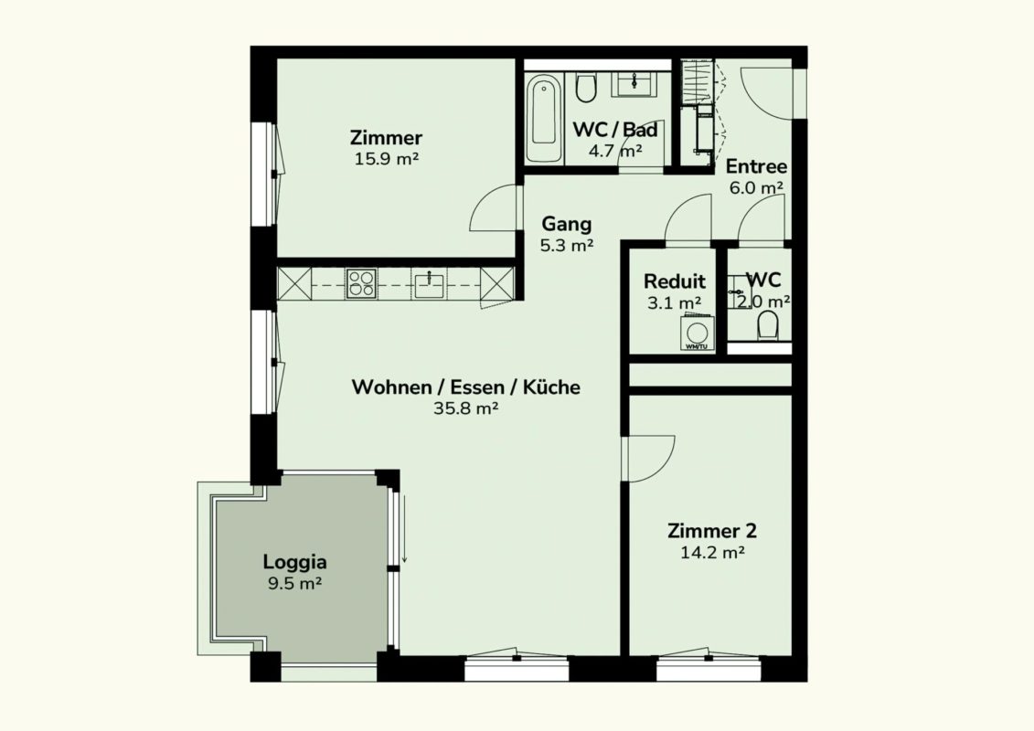 moderne farbige grundrisse