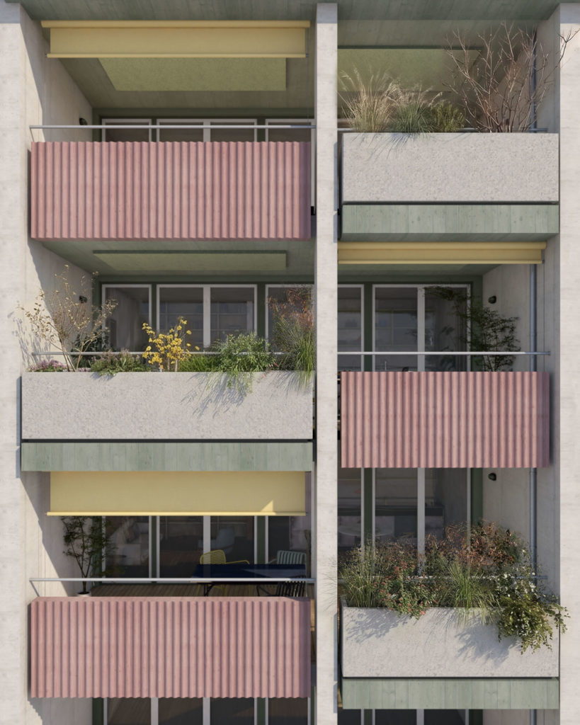 Neubau mit Eigentumswohnungen in Zürich-Oerlikon - 260513_Verkauf_Fassadenanusschnitt-Bild2-Kopie-2