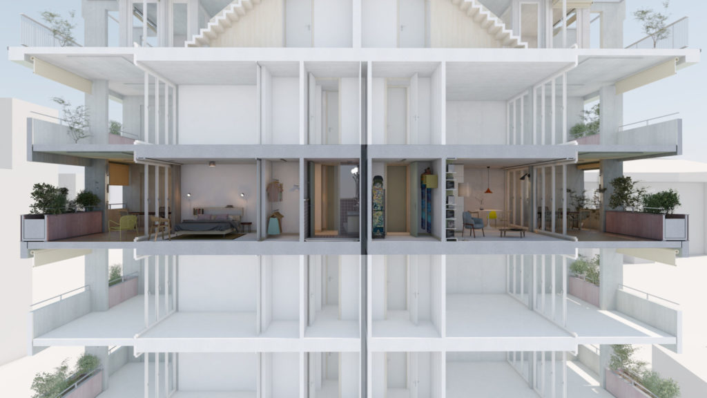 Neubau mit Eigentumswohnungen in Zürich-Oerlikon - 3D-Schnitt_Tageslicht