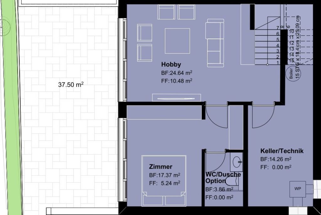 Bellavista – Doppeleinfamilienhaus in Balterswil - Grundriss 2 Untergschoss