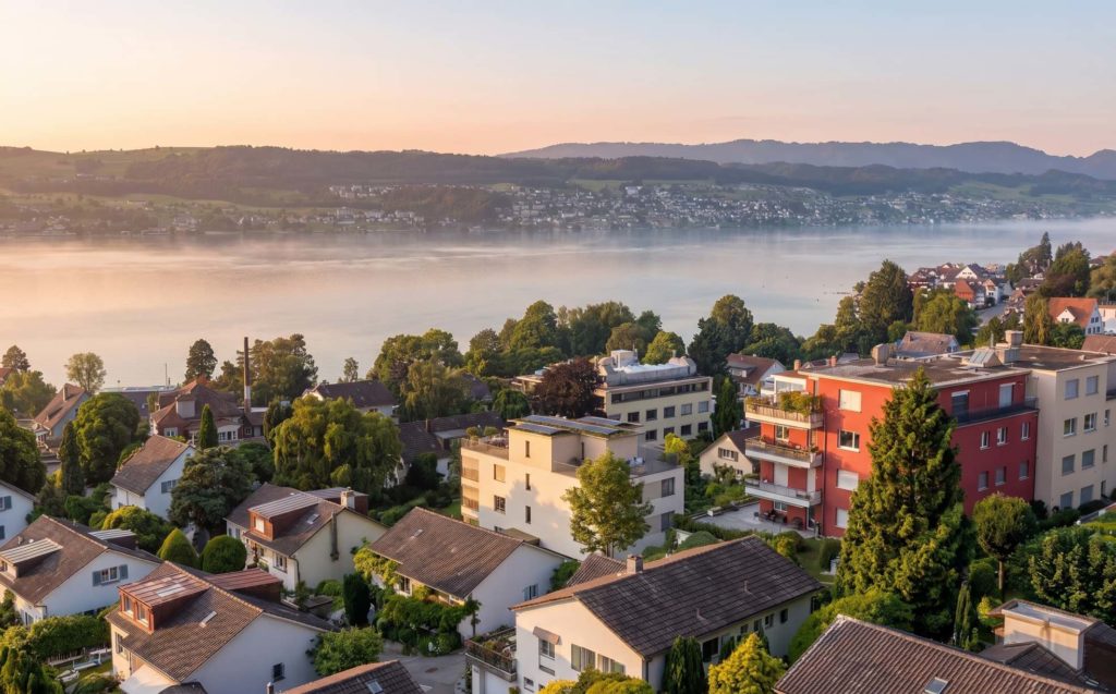 SOLÉA Meilen – Exklusives Wohnen an der Goldküste - 9e75fcd5-c678-4ad5-9fda-df3145f1f131-SOLEA_Meilen_Luftaufnahme-See_web
