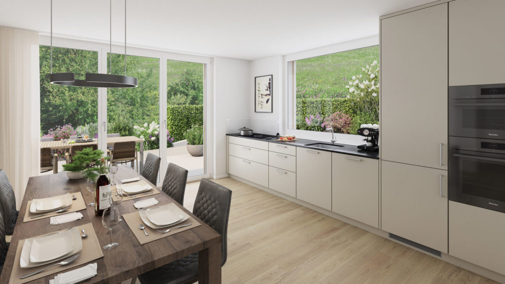 Neubau Reiheneinfamilienhäuser in Uster - EG-Kueche-Essen-fin-e1790173338711