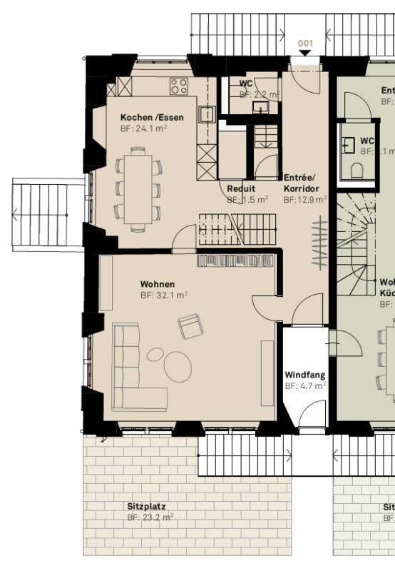 BAUSTART IST ERFOLGT «Dorf Ottikon»: Freiraum und Wohnauswahl in einzigartigem Ensemble - Erdgeschoss