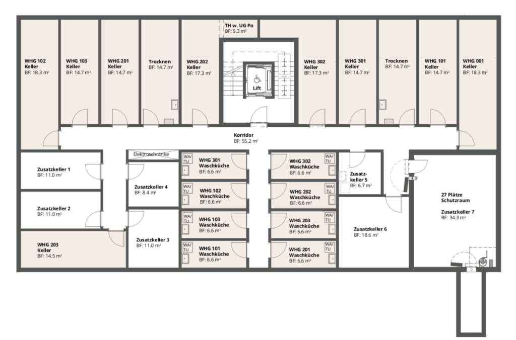 Exklusive 4½-Zimmer-Dachwohnung in idyllischer Lage oberhalb von Küsnacht - MFH Grundriss Keller