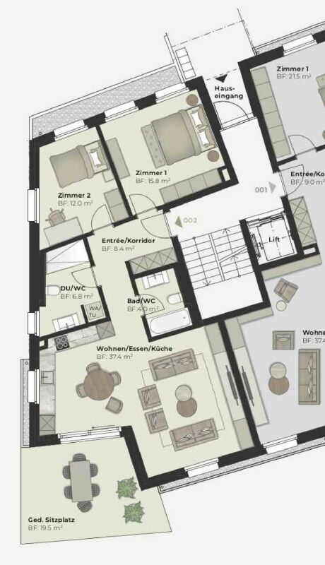 BAUSTART IST ERFOLGT! Jenseits des Gewöhnlichen: komfortables Neubauwohnen mitten in Gossau - Grundriss Wohnung