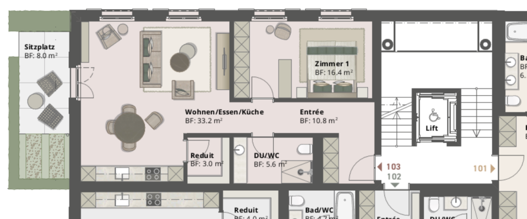 BAUSTART IST ERFOLGT! Hohe Wohnqualität: Neubauwohnungen in Natur-, See- und Stadtnähe - 2.5 Zimmerwohnung 103 Grundriss