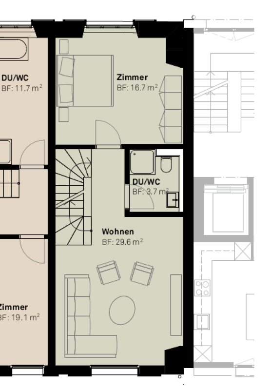 BAUSTART IST ERFOLGT «Dorf Ottikon»: Freiraum und Wohnauswahl in einzigartigem Ensemble - Obergeschoss