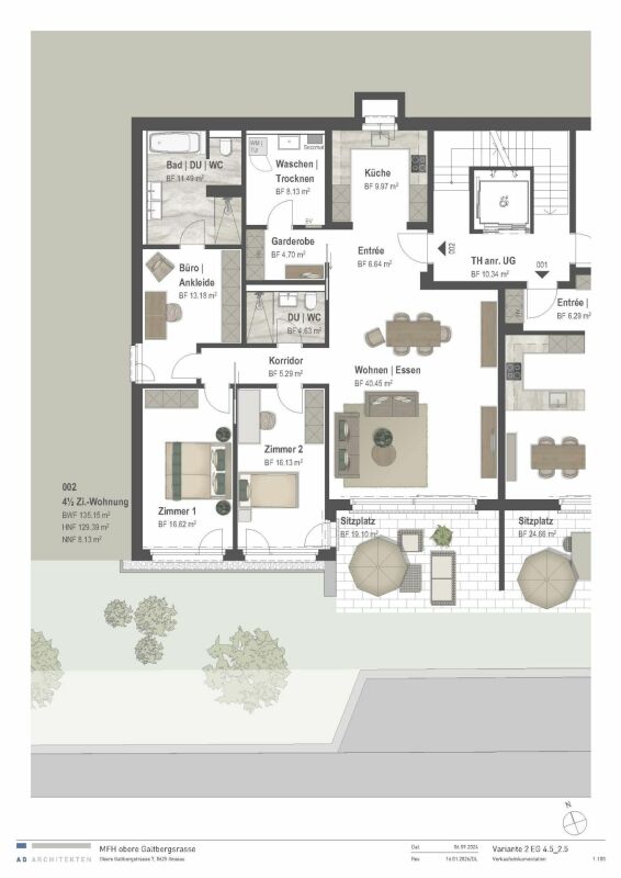 Moderne Skulptur mit Weitsicht: Neubauwohnungen am Galtberg - Grundriss Var. 2